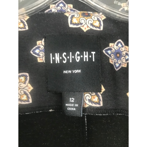 INSIGHT NEW YORK Black Floral Print Moto Jacket Blazer Womens Size‎ 12 - Picture 2 of 9